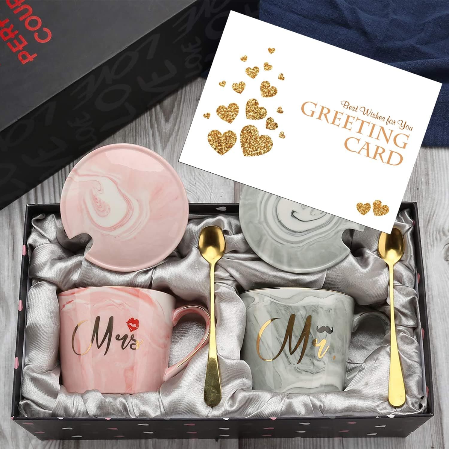 Elegant Mr. & Mrs. Marble Ceramic Coffee Mug Set - slide 1 - unique gift idea