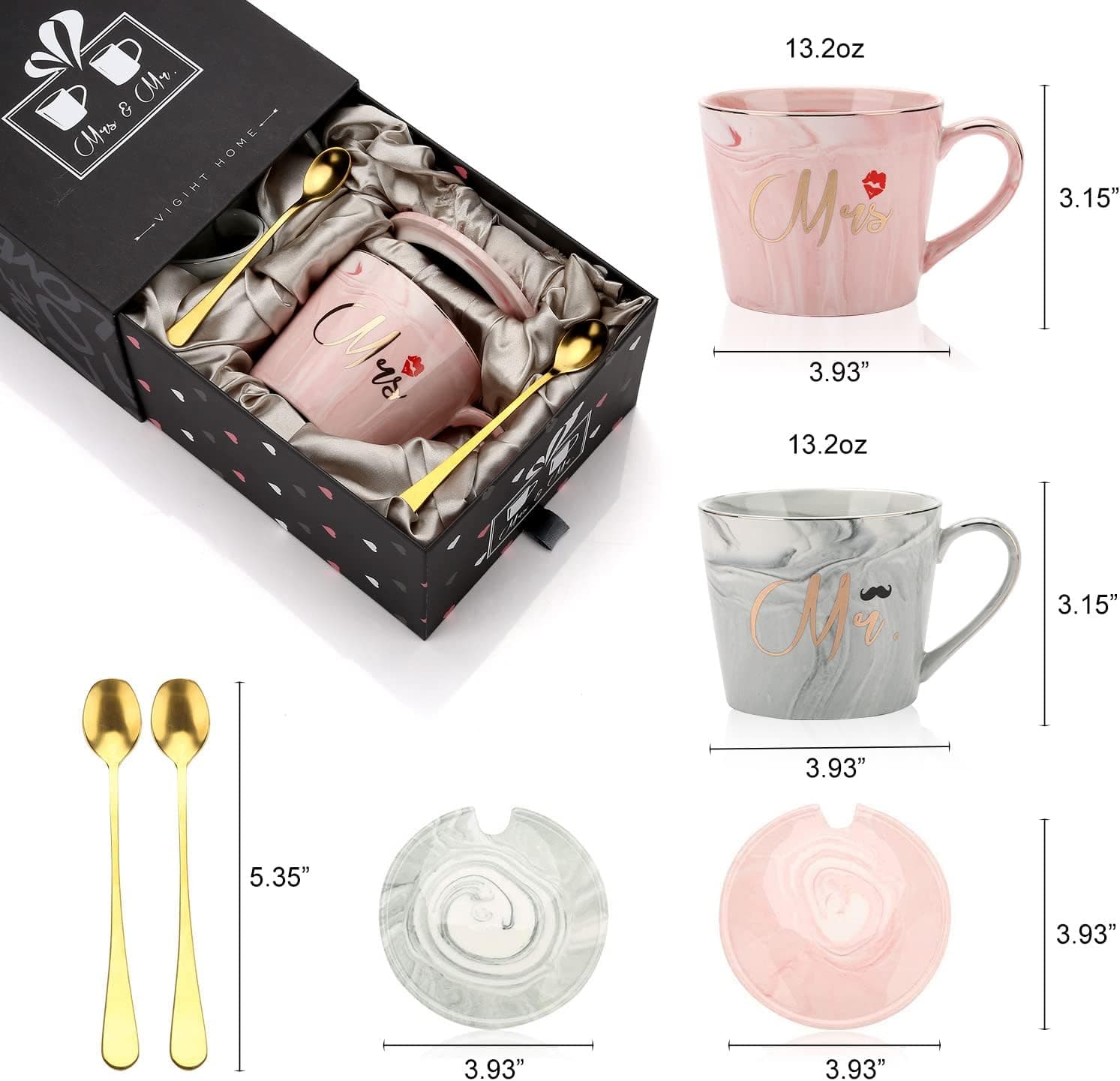 Elegant Mr. & Mrs. Marble Ceramic Coffee Mug Set - slide 2 - unique gift idea