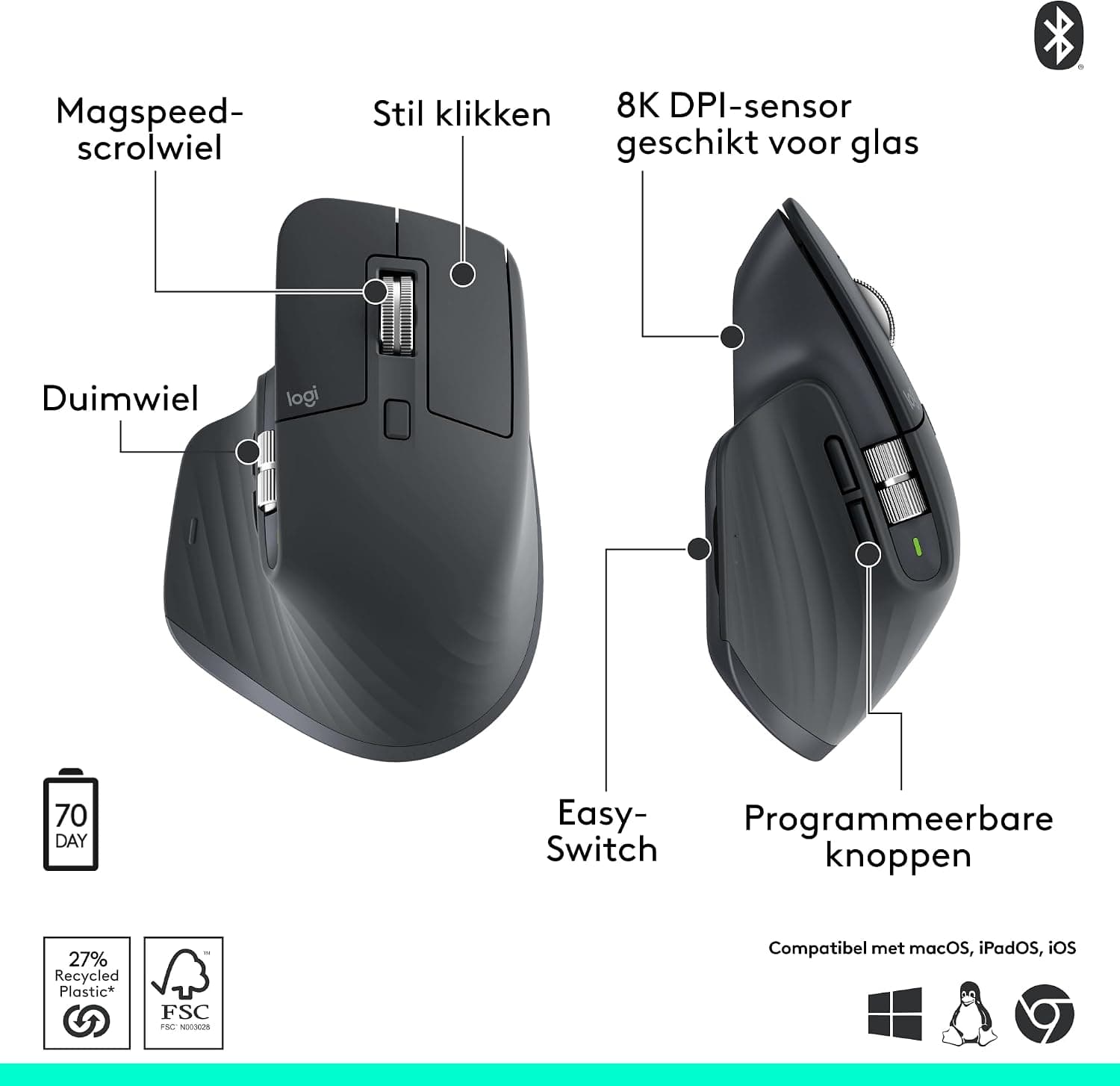 Logitech MX Master 3S Ergonomic Wireless Mouse - slide 2 - unique gift idea
