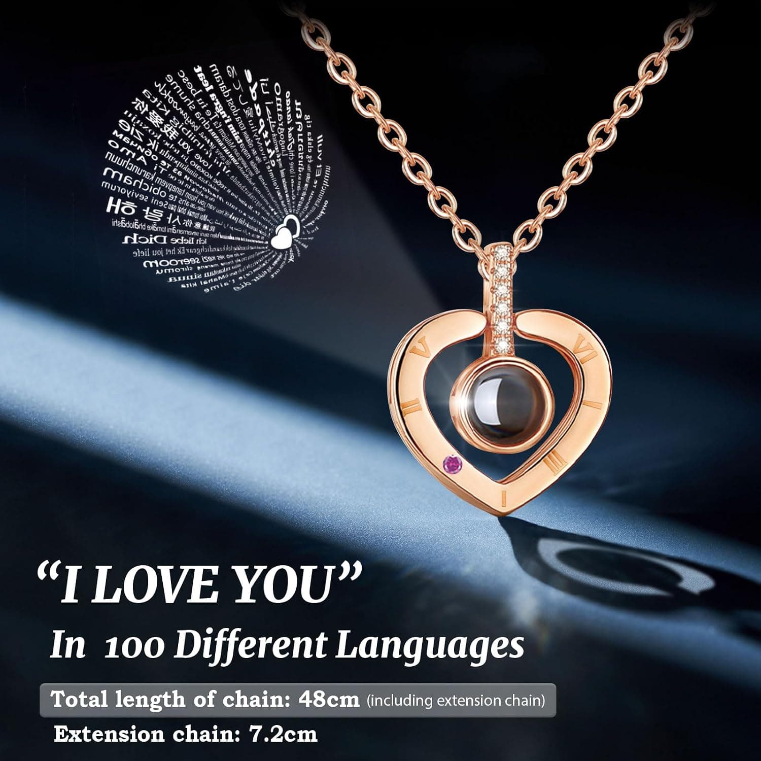 Preserved Real Rose,Gift Box With I Love You Necklace - slide 2 - unique gift idea